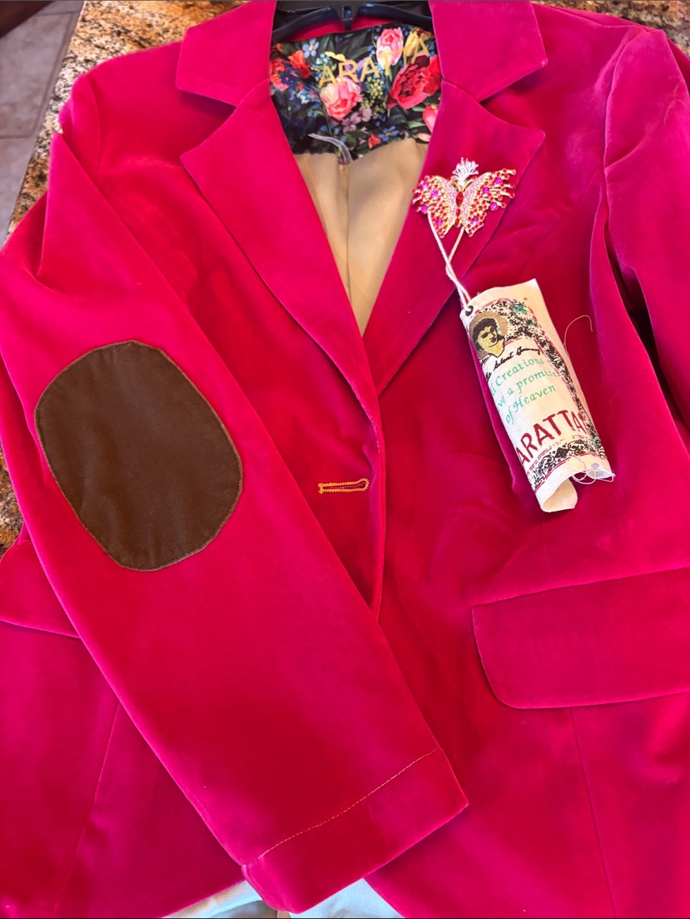 Aratta Rose Pink colonial Velvet Blazer